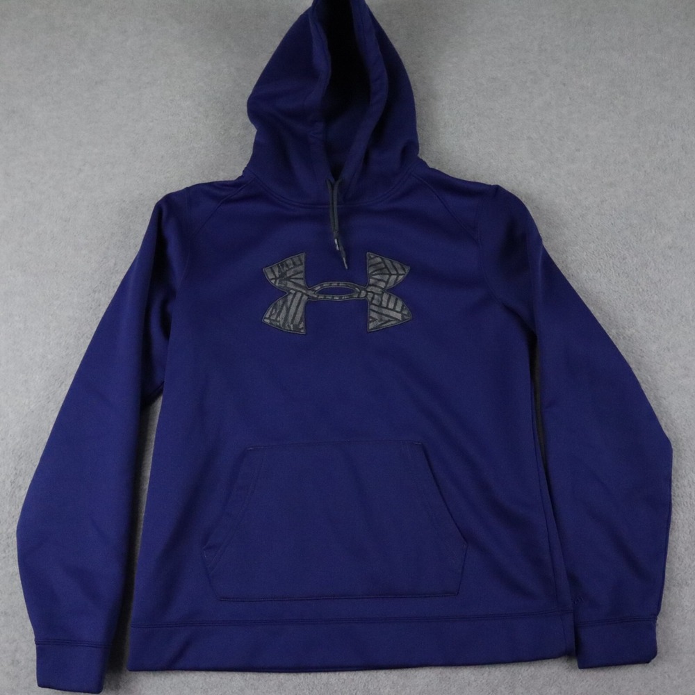 Under Armour Hoodie Womens Large ColdGear Semi-Fitted Pullover‎ Sweatshirt Blue